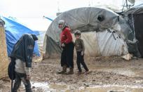 Syrian refugees in a camp on February 6, 2016 in Bab al-Salam