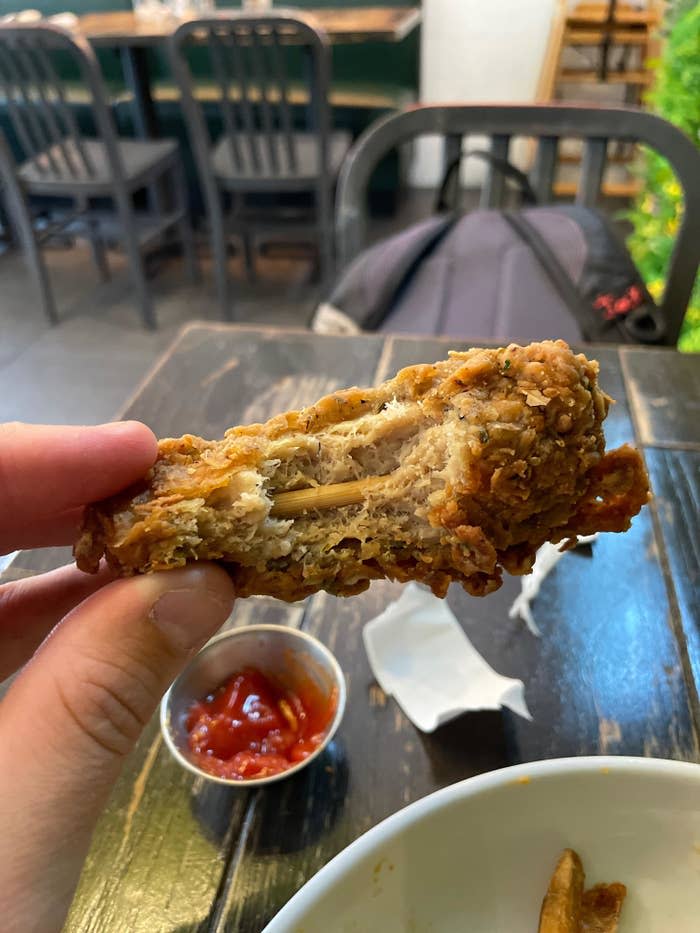 A vegan chicken wing