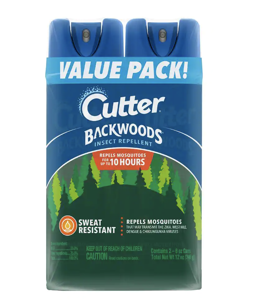 Cutter Backwoods Insect Repellent Twin Pack in blue and green packaging (Photo via The Home Depot)