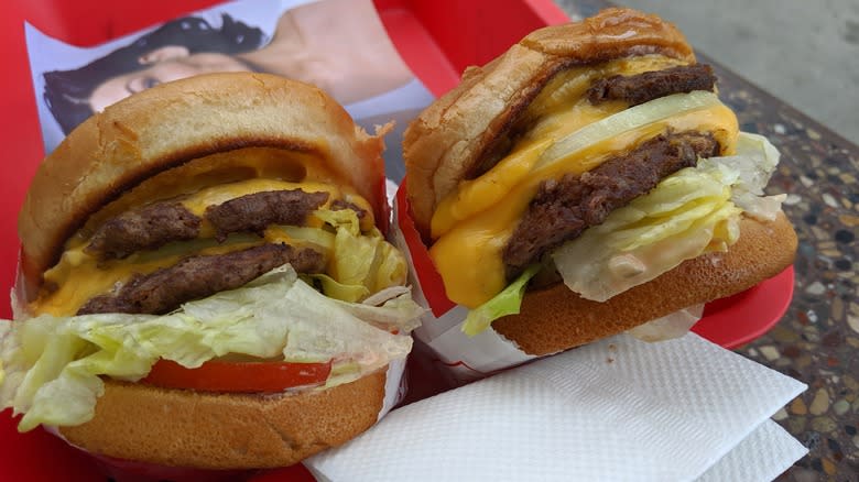 Two In-N-Out Double Doubles in a red tray