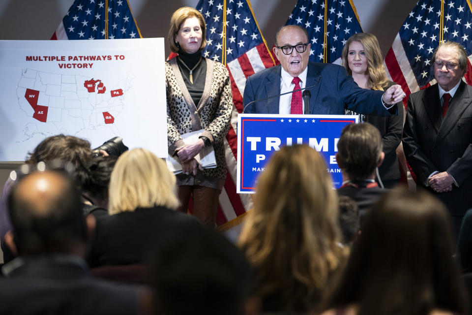 Rudy Giuliani, lawyer for President Trump, at a news conference in Washington, D.C., on Thursday. (Sarah Silbiger for the Washington Post via Getty Images)