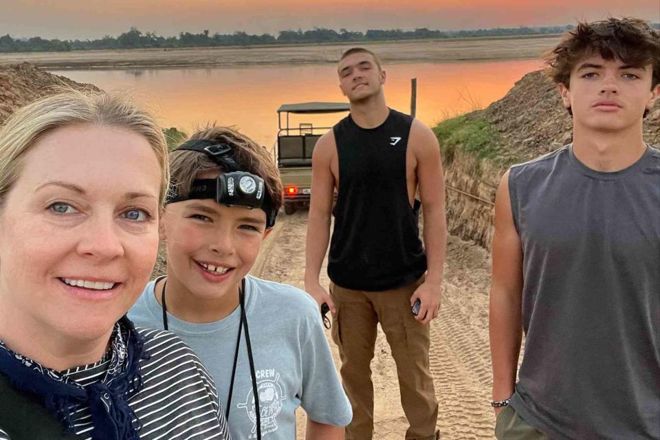 <p>Melissa Joan Hart Instagram</p> Melissa Joan Hart and her kids Mason, Braydon and Tucker in Zambia in 2023.