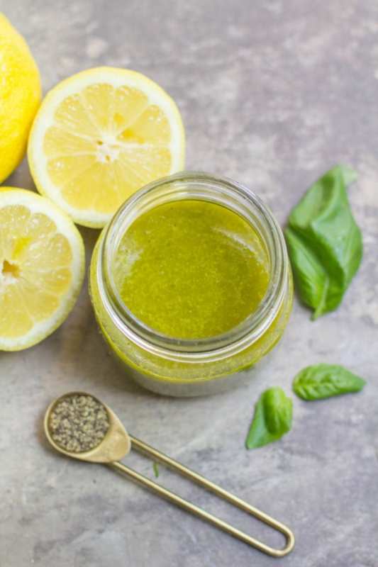 <p>The Clean Eating Couple</p><p>This healthy lemon basil vinaigrette is a refreshing, easy salad dressing! Whole30-friendly, vegan, paleo, gluten-free and absolutely delicious!</p><p><strong>Get the recipe: <a href="https://thecleaneatingcouple.com/healthy-lemon-basil-vinaigrette/" rel="nofollow noopener" target="_blank" data-ylk="slk:Healthy Lemon Basil Vinaigrette;elm:context_link;itc:0;sec:content-canvas" class="link ">Healthy Lemon Basil Vinaigrette</a></strong></p>