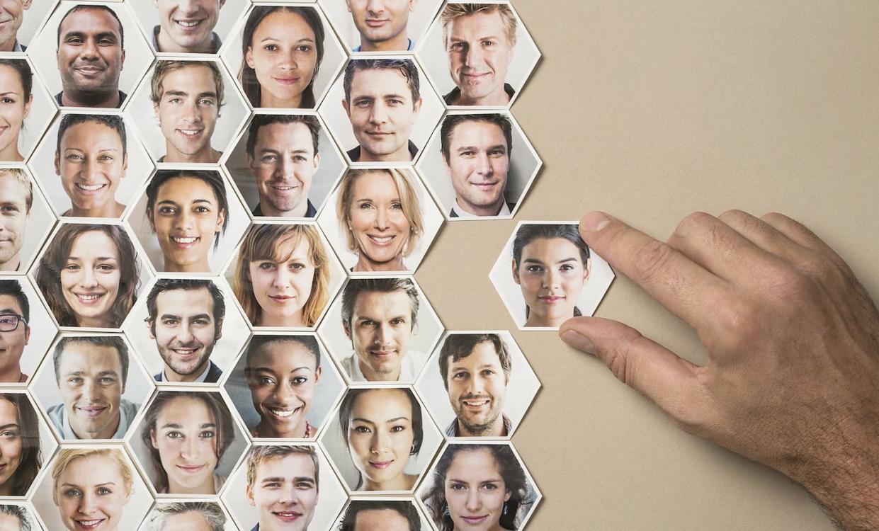 Blindly eliminating biases from AI systems can have unintended consequences. <a href="https://www.gettyimages.com/detail/photo/grid-of-hexagonal-portraits-hand-adding-new-one-royalty-free-image/169710978?adppopup=true" rel="nofollow noopener" target="_blank" data-ylk="slk:Dimitri Otis/DigitalVision via Getty Images;elm:context_link;itc:0;sec:content-canvas" class="link ">Dimitri Otis/DigitalVision via Getty Images</a>