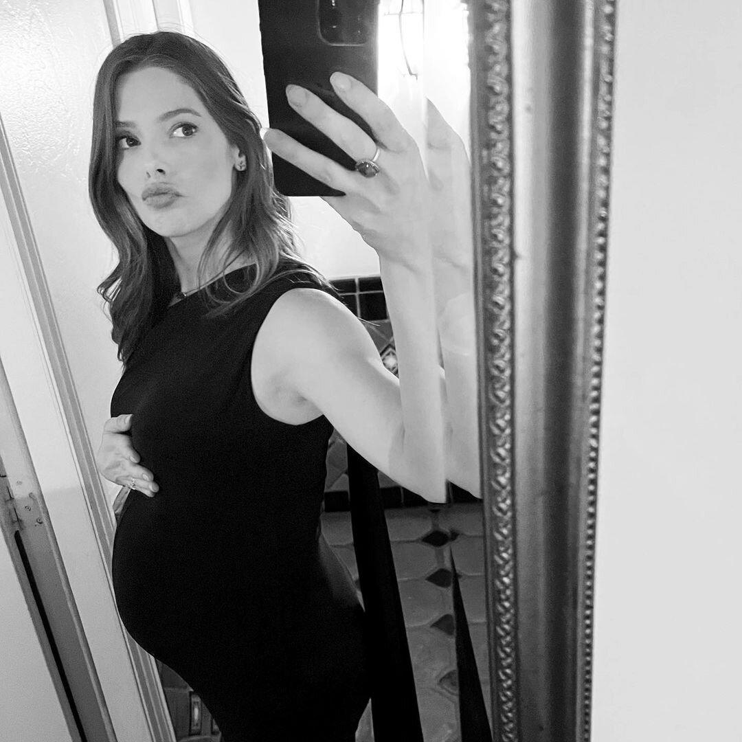 Ashley Green Shows off 'Poppin' Third Trimester Baby Bump in Black and White Photo