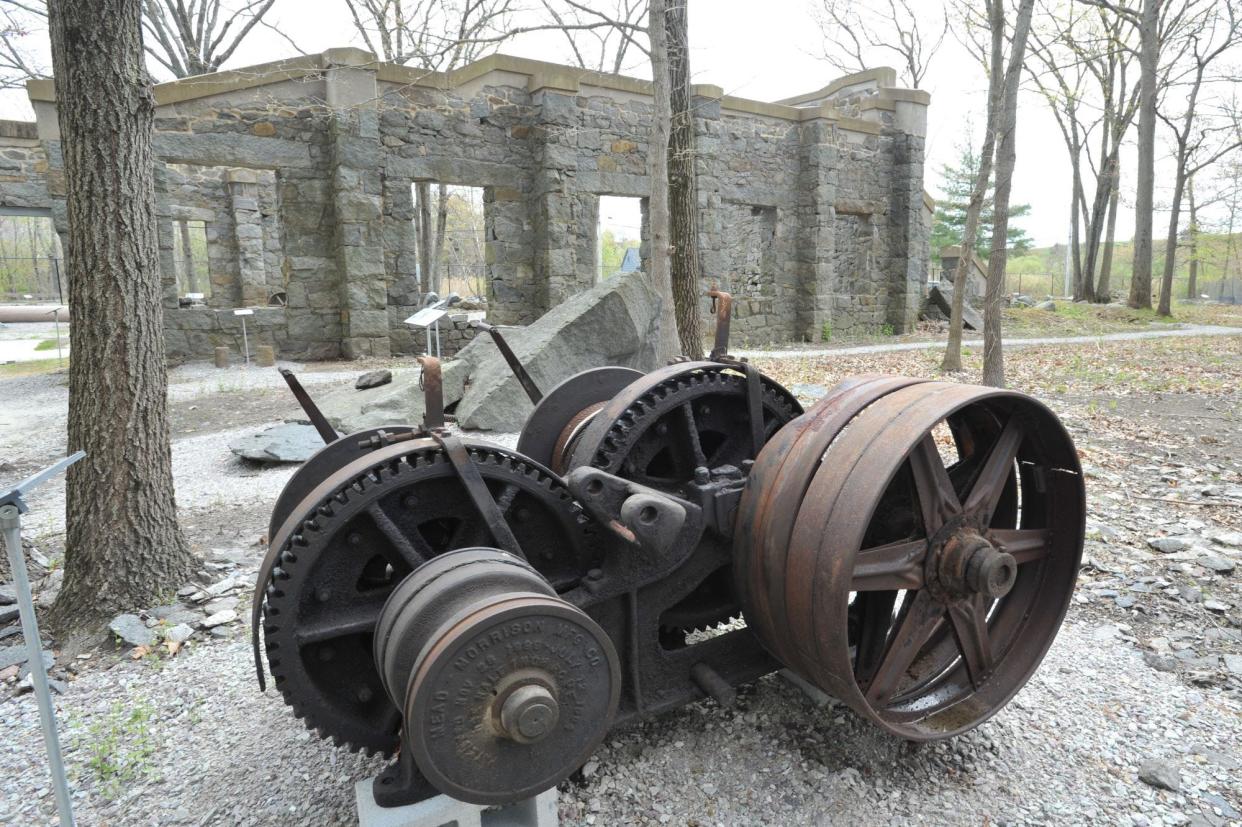 A winch that would have been used to lift the granite blocks in the Lyons Turning Mill is displayed during a tour of the Quincy Quarry and Granite Workers Museum in Quincy, Saturday, May 4, 2024.