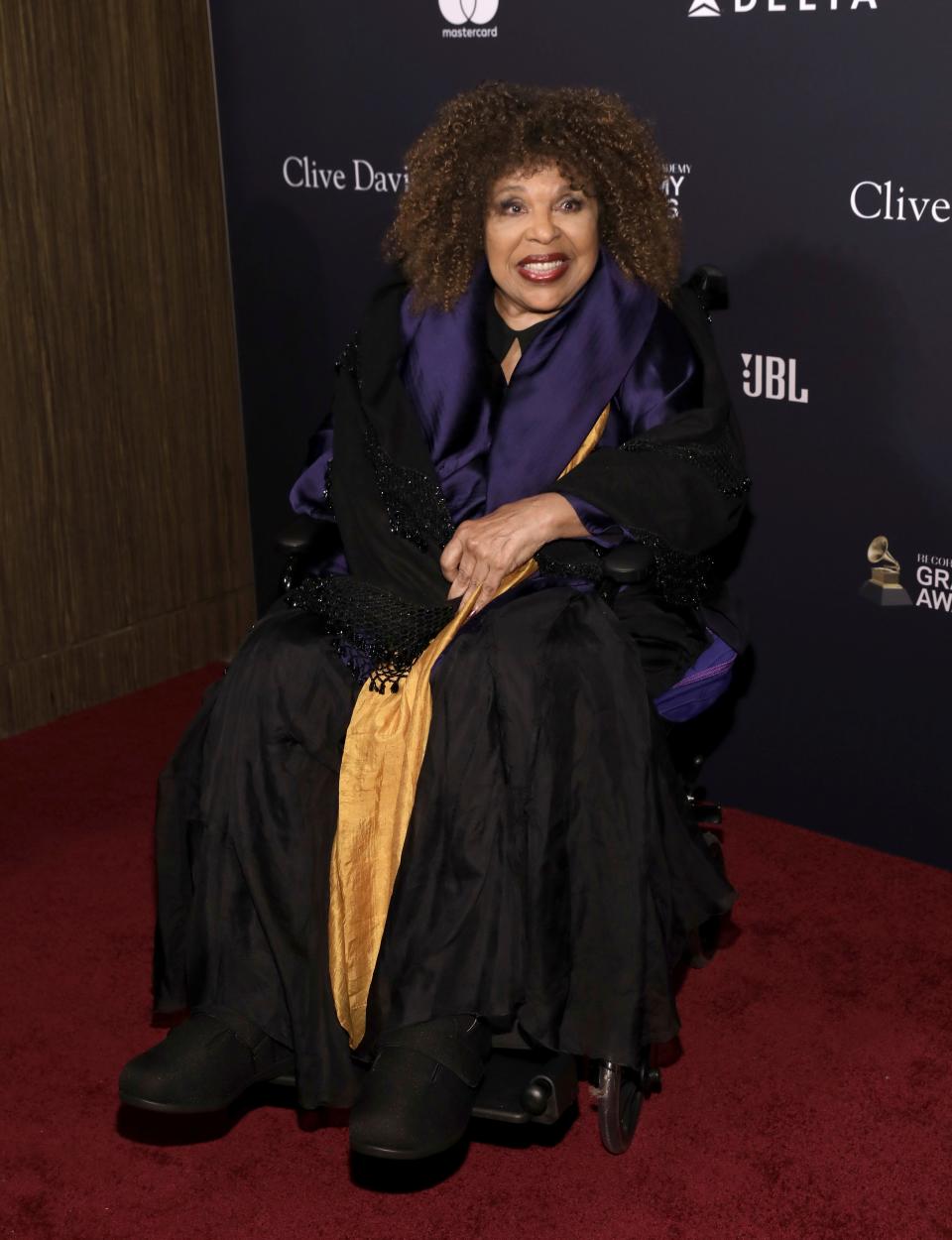 Roberta Flack arrives at the Pre-Grammy Gala And Salute To Industry Icons at the Beverly Hilton Hotel on Saturday, Jan. 25, 2020, in Beverly Hills, Calif. A representative for Roberta Flack has announced that the legendary singer has ALS, commonly known as Lou Gehrig’s disease.