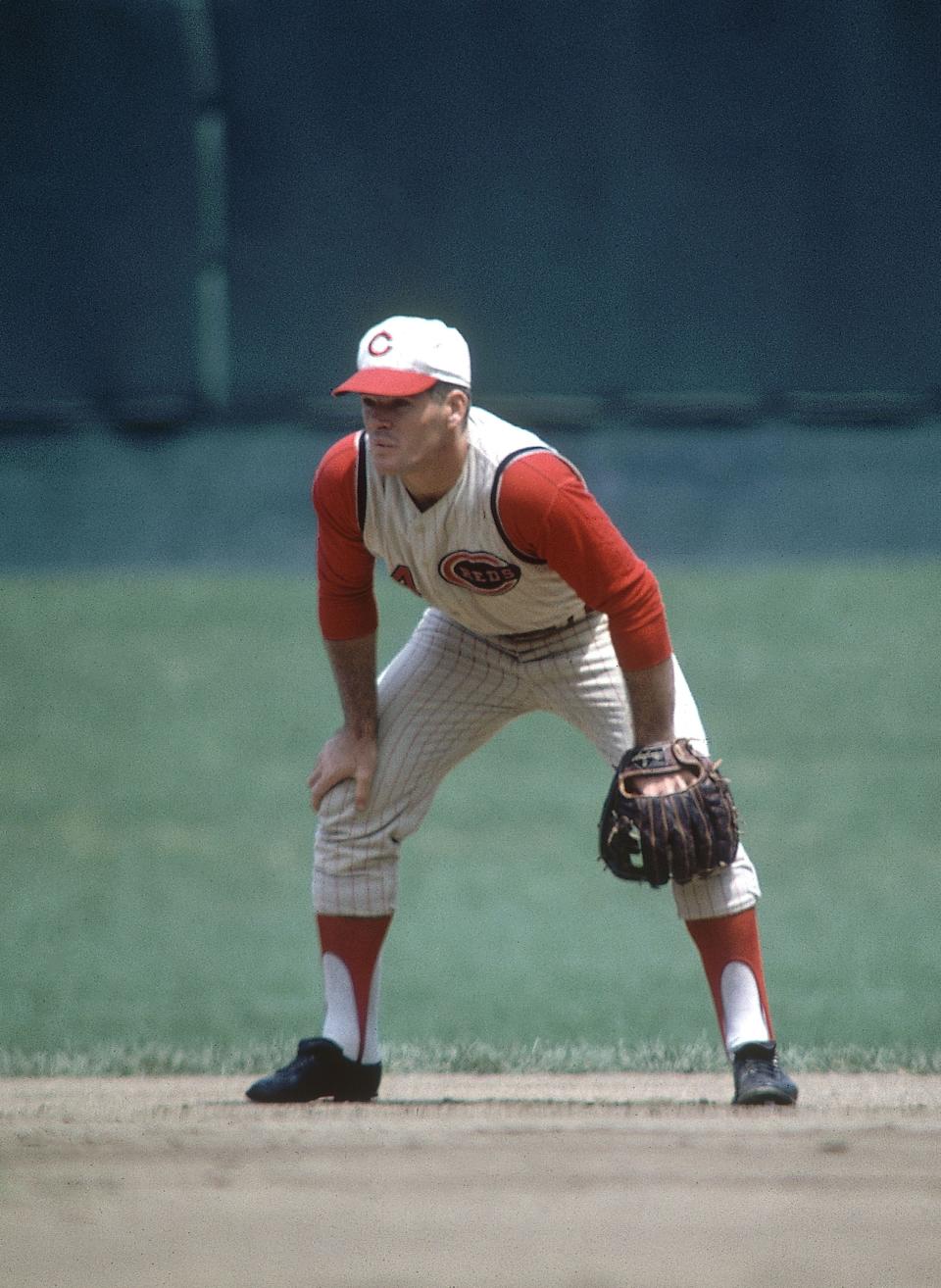 Pete Rose on the field for the Cincinnati Reds during the 1965 season.