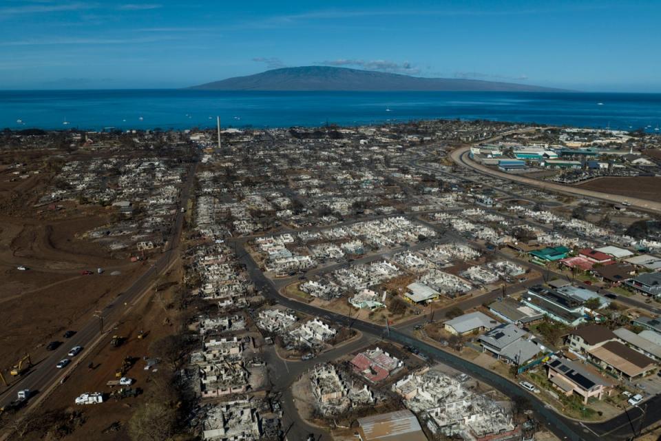 The aftermath of a wildfire in Lahaina, Hawaii, Thursday, Aug. 17, 2023 (Copyright 2023 The Associated Press. All rights reserved)