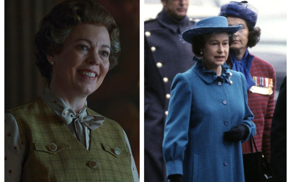 Olivia Coleman (r) as Queen Elizabeth II 