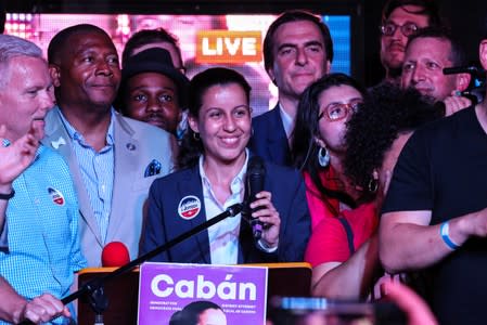 Queens District Attorney (D.A.) candidate Tiffany Caban attends the Queens District Attorney election night in the Queens borough of New York City