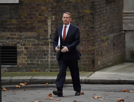 FILE PHOTO - Britain's, International Trade Secretary, Liam Fox, arrives in Downing Street, in central London, Britain December 6, 2018. REUTERS/ Toby Melville