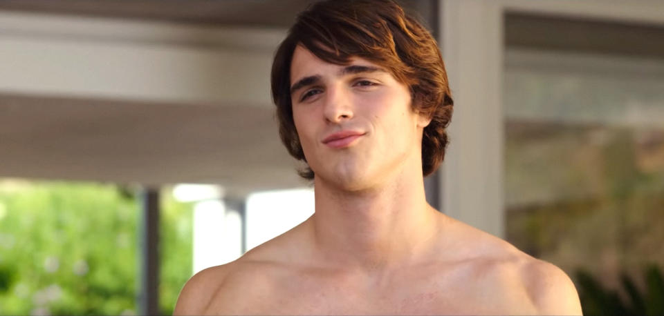 Shirtless Noah in a scene from "The Kissing Booth"