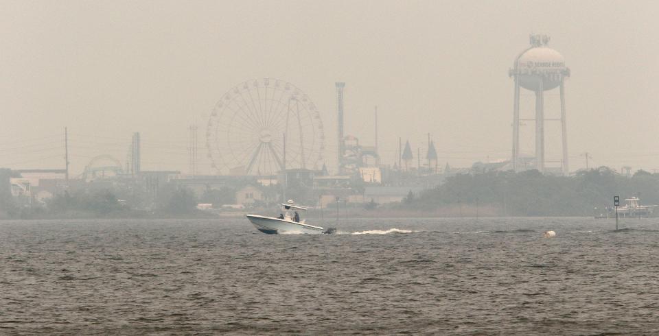 The view of Seaside Heights from Toms River is obscurred by a smokey haze in the air Wednesday afternoon, June 7, 2023.