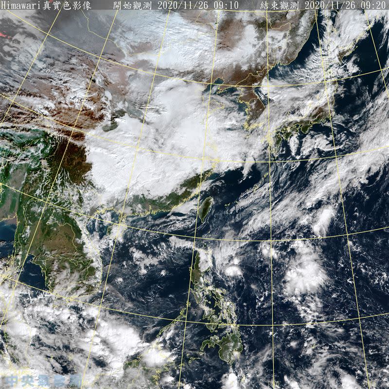 週五（27日）將有一波較強東北季風來襲，影響時間到下週三（12／2）長達六天。（圖／翻攝自氣象局）