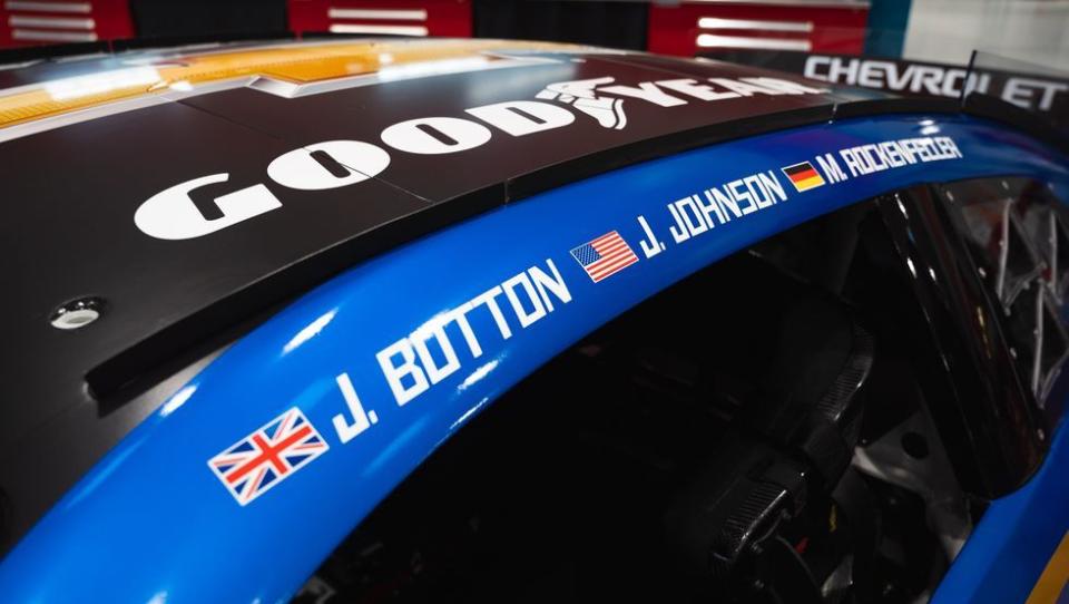 garage 56 chevrolet camaro zl1 cup car driver banner for those heading to le mans 2023