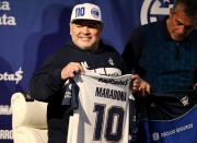 FILE PHOTO: Argentina - Diego Maradona unveiled as new Gimnasia y Esgrima de La Plata coach