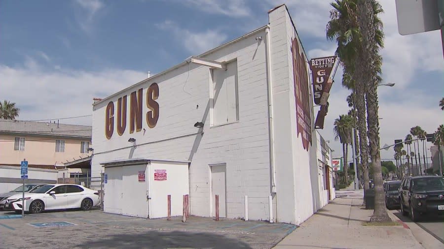 The Martin B. Retting Gun Store in Culver City is shown on Sept. 27, 2023. The gun store has a new owner—the city itself. (KTLA)