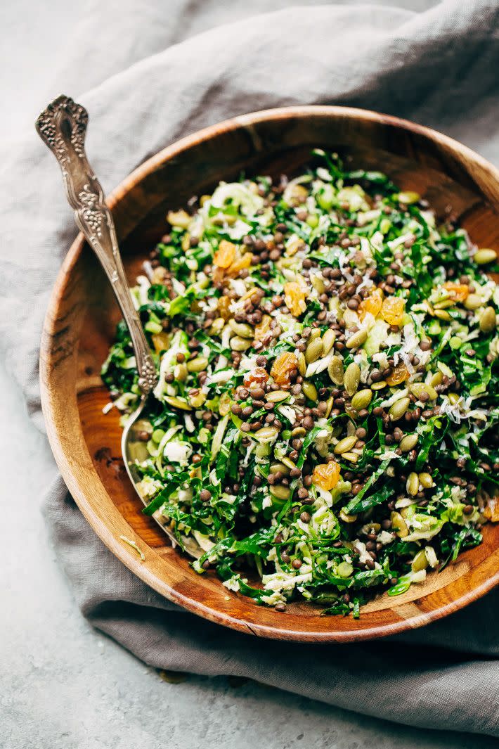 Autumn Lentil Kale Salad With Parmesan