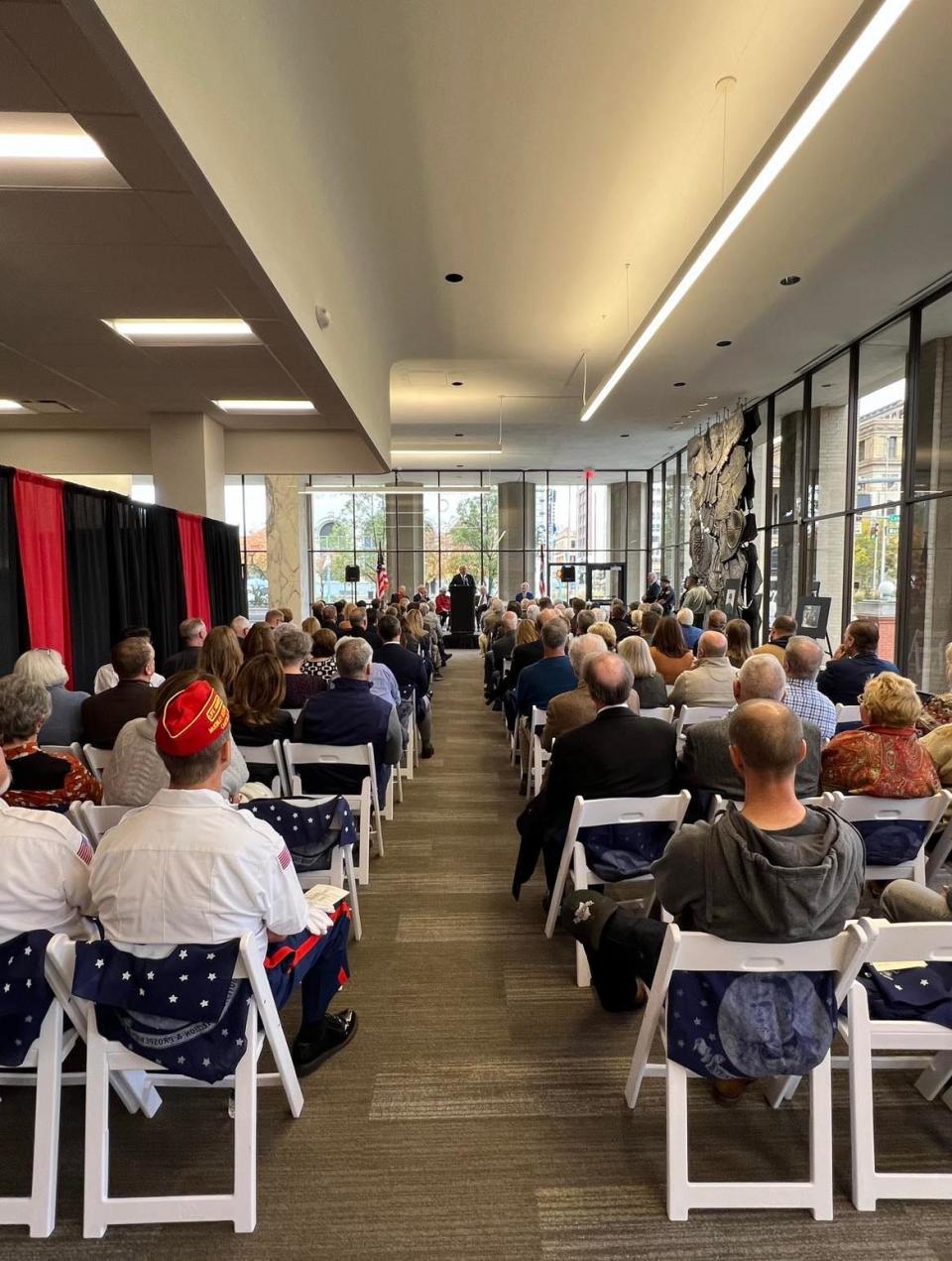 A dedication event took place Saturday at the Stark County Office Building prior to the unveiling of a statue of President William McKinley in downtown Canton. Special guests were Gov. Mike DeWine and Karl Rove.