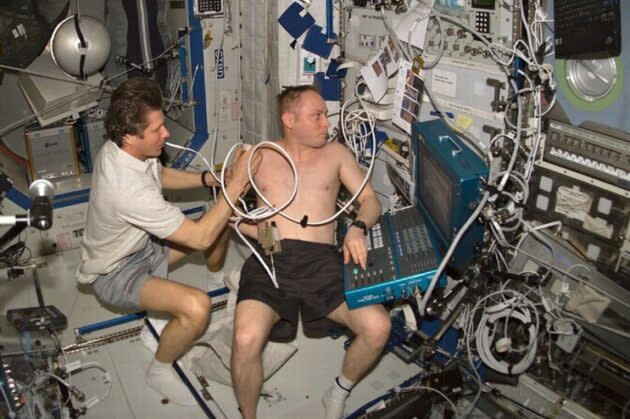 Astronauts can perform basic medical checks on the International Space Station, but crews heading to Mars may need to do more complicated medical procedures without the ability to communicate in real time with Mission Control back on Earth. A system being developed by Redmond, Wash.-based Retrocausal could serve as an AI-generated medical assistant. (NASA Photo)