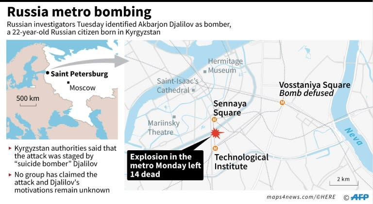 The blast took place between two busy metro stations in Russia's second city