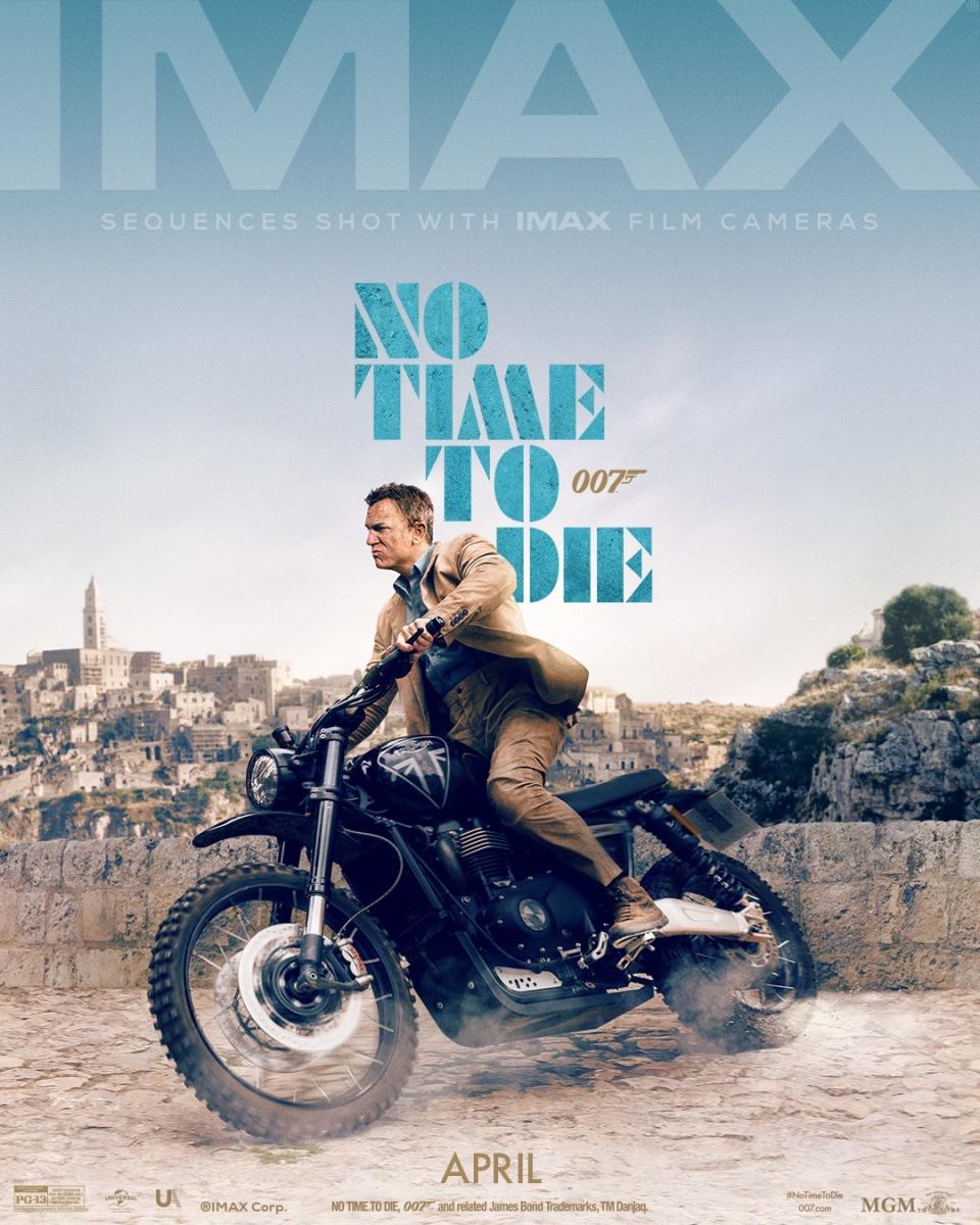 The IMAX poster for <em>No Time To Die </em>highlights a key sequence in the film, shot in the picturesque Matera, Italy. (Universal/MGM/Eon)