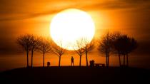 <p>The setting sun makes the sky glow orange over Hannover, Germany // February 25, 2019</p>