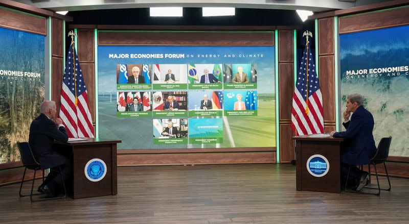 U.S. President Biden Biden convenes a virtual leader-level meeting of the Major Economies Forum (MEF) in Washington