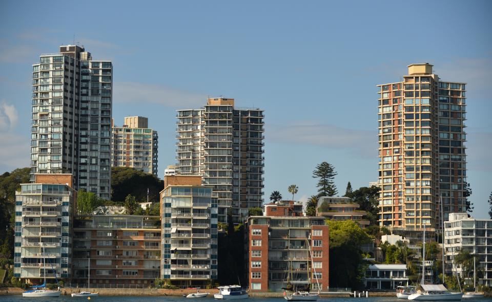 This general view shows residential property along the harbourfront in Sydney on September 17, 2015.