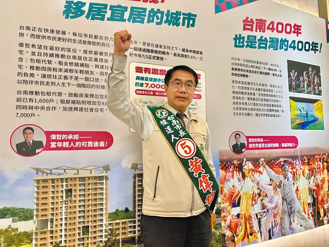 台南市長黃偉哲順利連任，提到2024期許，他說，希望2024台南出總統。（本報資料照片）