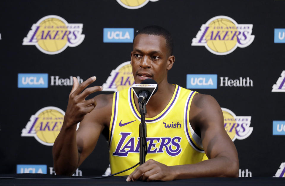 Rajon Rondo will miss a month with a hand injury. (AP Photo)