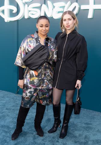 <p>Frank Micelotta/Disney via Getty</p> Raven-Symoné and Miranda Maday pose at the official launch of Hulu on Disney+