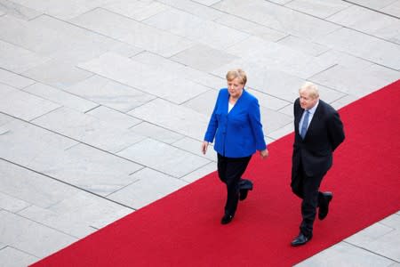 German Chancellor Merkel meets Britain's Prime Minister Johnson at the Chancellery in Berlin