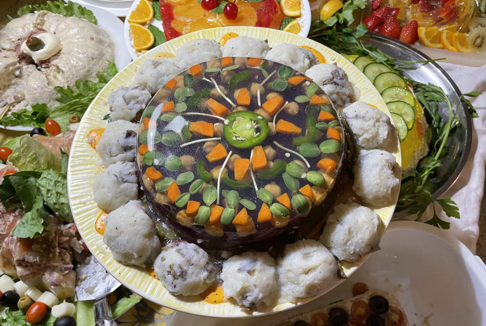 Entrant Denise Holbrook’s Aspic Invitational winner was made from meticulously placed concentric circles of leftovers. (Susie Hamilton)