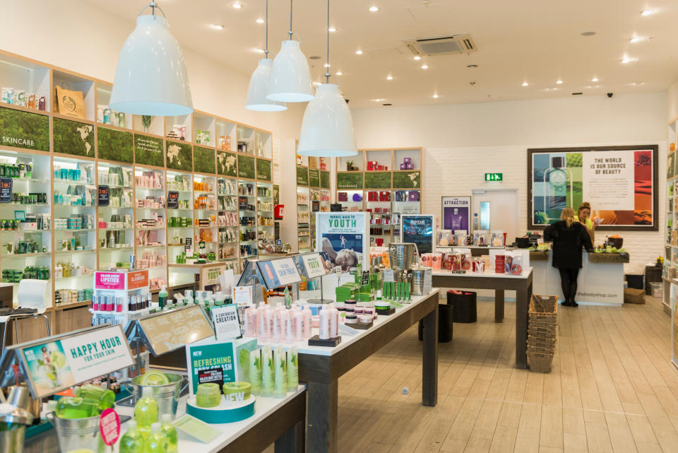 Inside The Body Shop retail store, UK