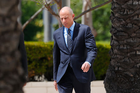 Attorney Michael Avenatti arrives to appear at the U.S. District Court to face embezzlement and fraud charges in Santa Ana, California, U.S., April 1, 2019. REUTERS/Mike Blake