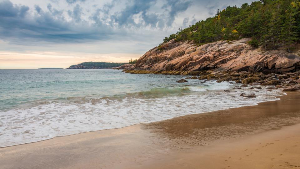 The Sand Beach in The Acadia National Park in autumn