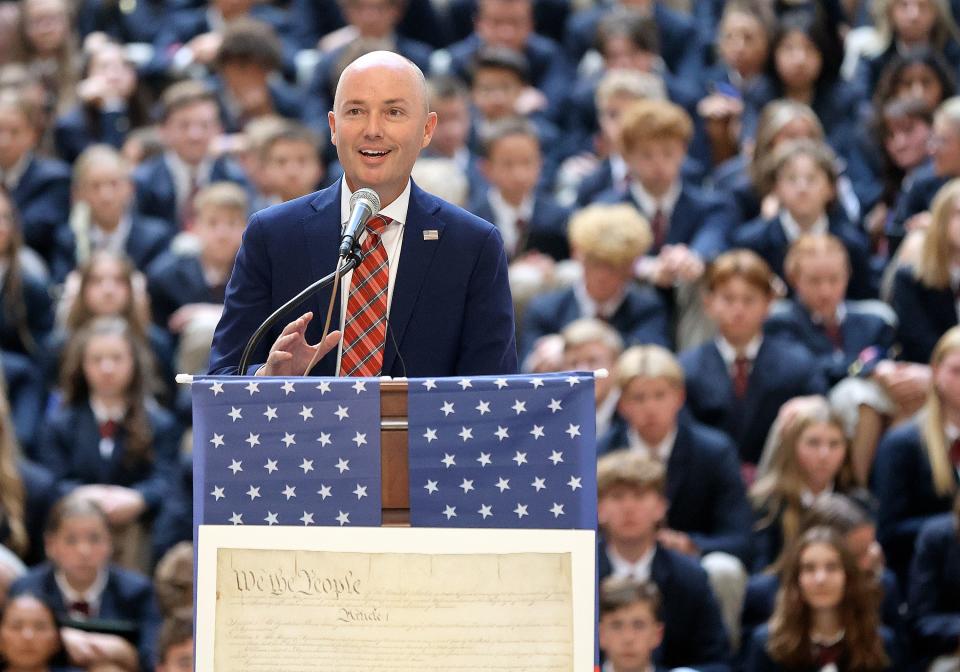 Gov. Spencer Cox speaks during the Constitution Month kickoff event at the Capitol in Salt Lake City on Thursday, Aug. 31, 2023. | Kristin Murphy, Deseret News