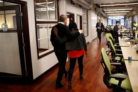 IKEA Group President & CEO Jesper Brodin (L) and TaskRabbit CEO Stacy Brown-Philpot walk together following an interview with Reuters in San Francisco, California, U.S., September 13, 2018. Picture taken September 13, 2018. REUTERS/Stephen Lam