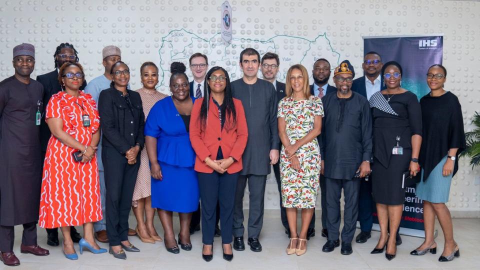 Kemi Badenoch (centre) with Nigerian business leaders during her trade trip.