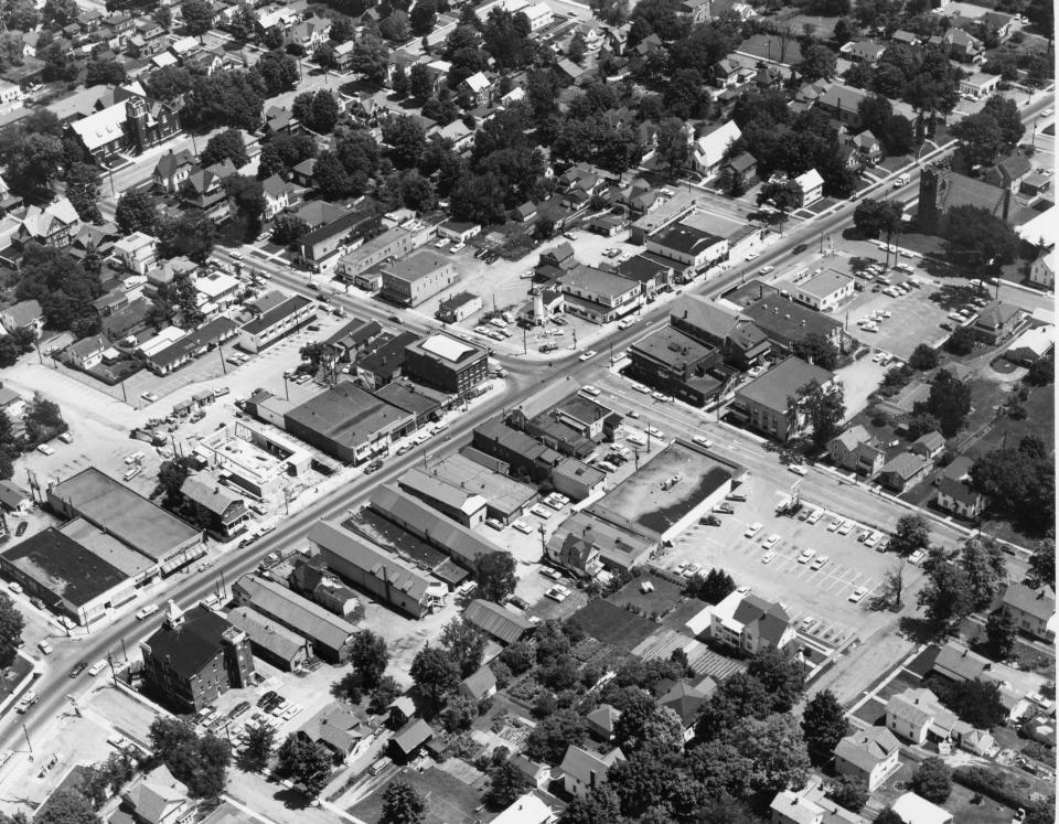 An aerial view of Endicott, named for H.B. Endicott.