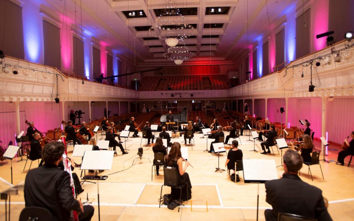 The socially distanced BBC Scottish Symphony Orchestra at Glasgow City Halls - Martin Shields