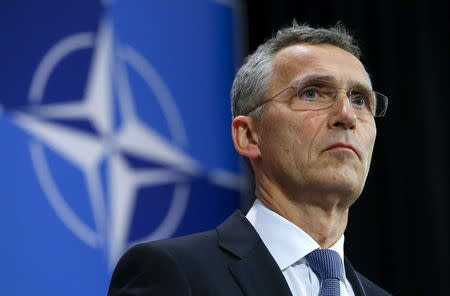 NATO Secretary-General Jens Stoltenberg holds a news conference during a meeting of the NATO foreign affairs ministers at the Alliance headquarters in Brussels, Belgium, December 1, 2015. REUTERS/Yves Herman