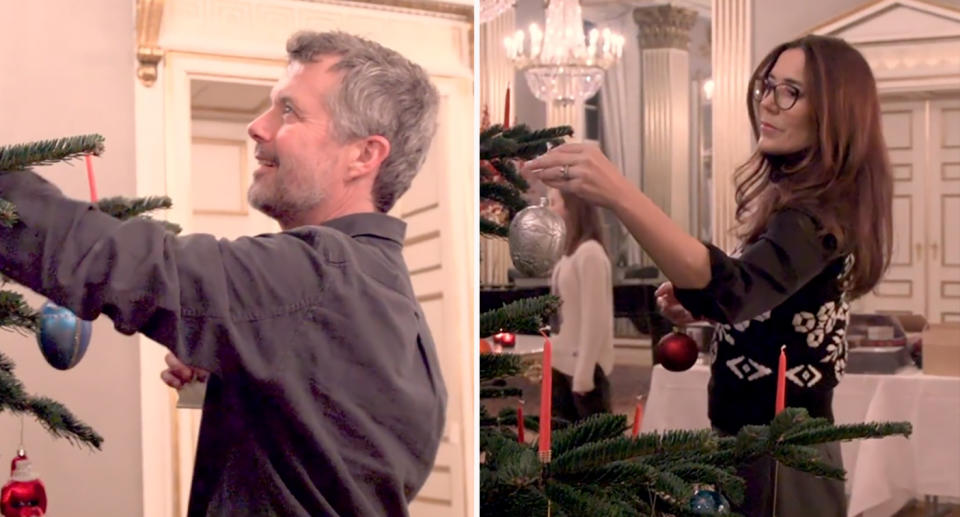 Princess Mary and Prince Frederik decorate Christmas tree