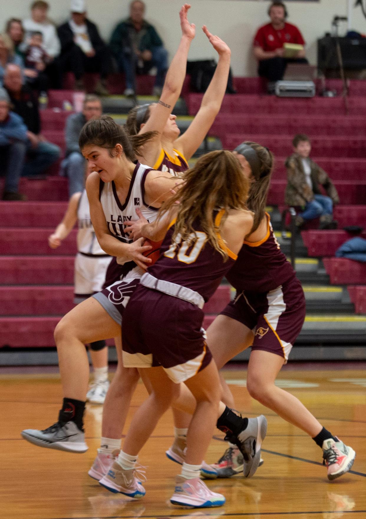 Waterloo's Kaira English surges to the basket against South Range.