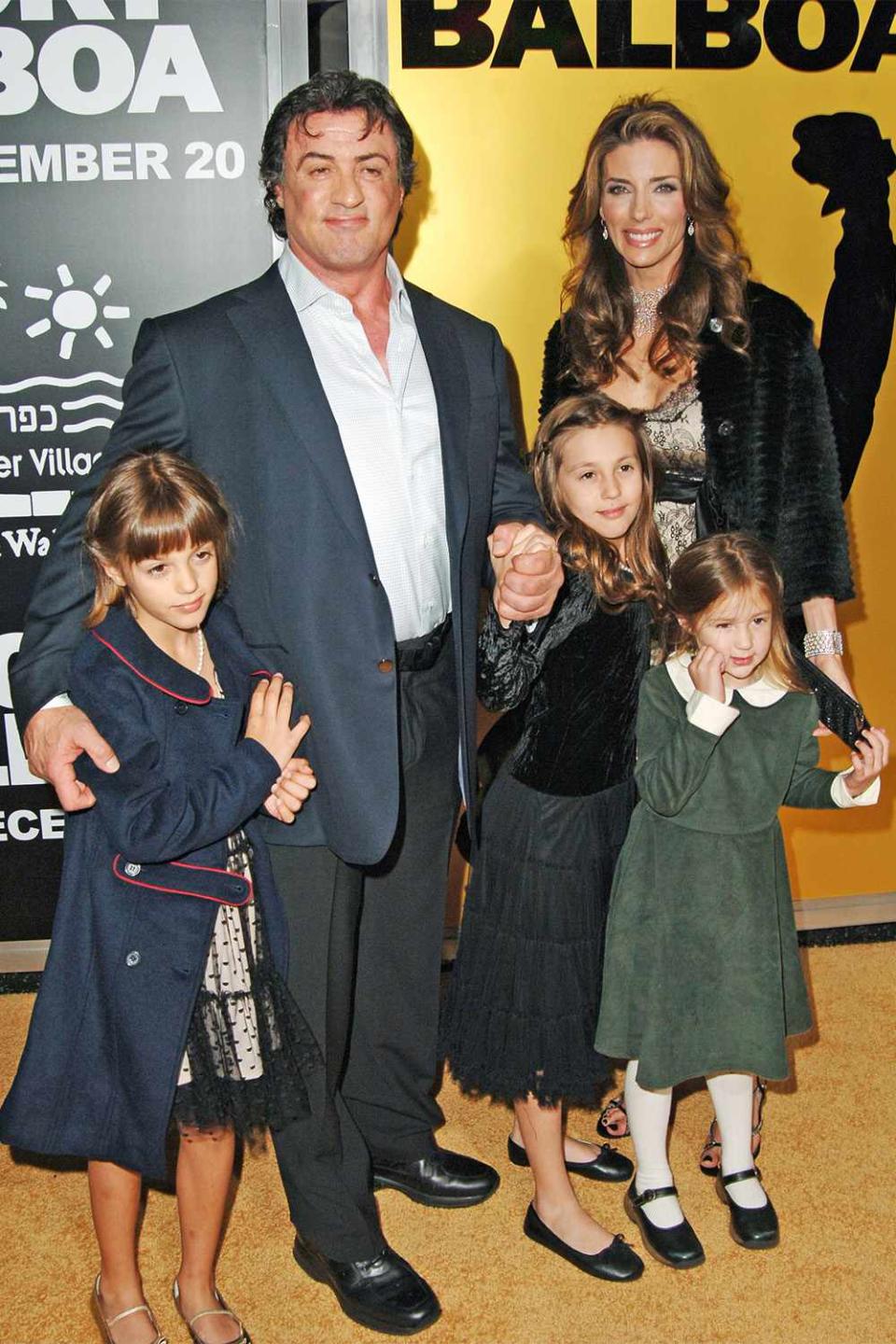 Sylvester Stallone, Jennifer Flavin and kids at the Grauman's Chinese Theatre in Hollywood, Nevada (Photo by Steve Granitz/WireImage)
