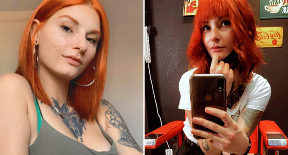 Alysson Jadin, 24, pictured in two selfies. She died by suicide after she was forced to shut down her hairdressing salon amid the coronavirus crisis.