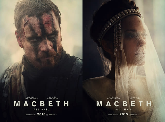 Double, double, scruffy and trouble. This week brings with it looks at two of <strong>Michael Fassbender</strong>’s upcoming films: The video game movie, <em>Assassin’s Creed</em>, and <em>Macbeth</em>, an adaptation of the Shakespeare tragedy. In <em>Creed</em>, Fassbender plays Callum Lynch, a descendant of a secret Assassins Society who is sent back in time by way of his ancestor’s memories. <strong> WACH: Fassbender Gushes Over ‘X-Men’ Co-Star Kodi Smit-McPhee</strong> 20th Century Fox If this first look is any indication, the movie is going to be just as awesome as the games. If only because Fassbender looks like he was plucked right out of the game. He almost looks CGI, don’t you think? Anyway, SECRET BLADES! <em> Assassin’s Creed</em> fans may be confused as to why he is playing a new character and not Desmond Miles, the protagonist of the game, but according to Yahoo, “The movie isn’t retelling any of the existing games, but rather introducing new characters into the same world.” The movie also stars <strong>Marion Cotillard</strong>, though there’s no first look at her character yet -- or even word of which character she’s playing. <strong> PHOTOS: Fassbender and ‘X-Men’ Cast Take Epic Selfie at Comic-Con</strong> The Weinstein Company But! We do get a first look at Cotillard in the other movie she’s costarring in with Fassbender, <em>Macbeth</em>. Both films also have the same director -- <strong>Justin Kurzel</strong> ( <em>Snowtown Murders</em>), who says this take on the Shakespeare play is a darker, murderous “Western.” As for how the trio ended up working on both movies, Kurzel says, “Michael was attached as a producer [on <em>Creed</em>], and he started talking to me about it when we finished <em>Macbeth</em>.” He told <em>The Hollywood Reporter</em> at <em>Macbeth</em>’s Cannes premiere, “It’s a really fascinating and interesting project, and we wanted to work together again. Michael and I thought it would be fantastic if Marion wanted to do it. It’s amazing to continue those relationships and work on something completely different.” Now, check out Fassbender channeling Steve Jobs in the upcoming biopic: