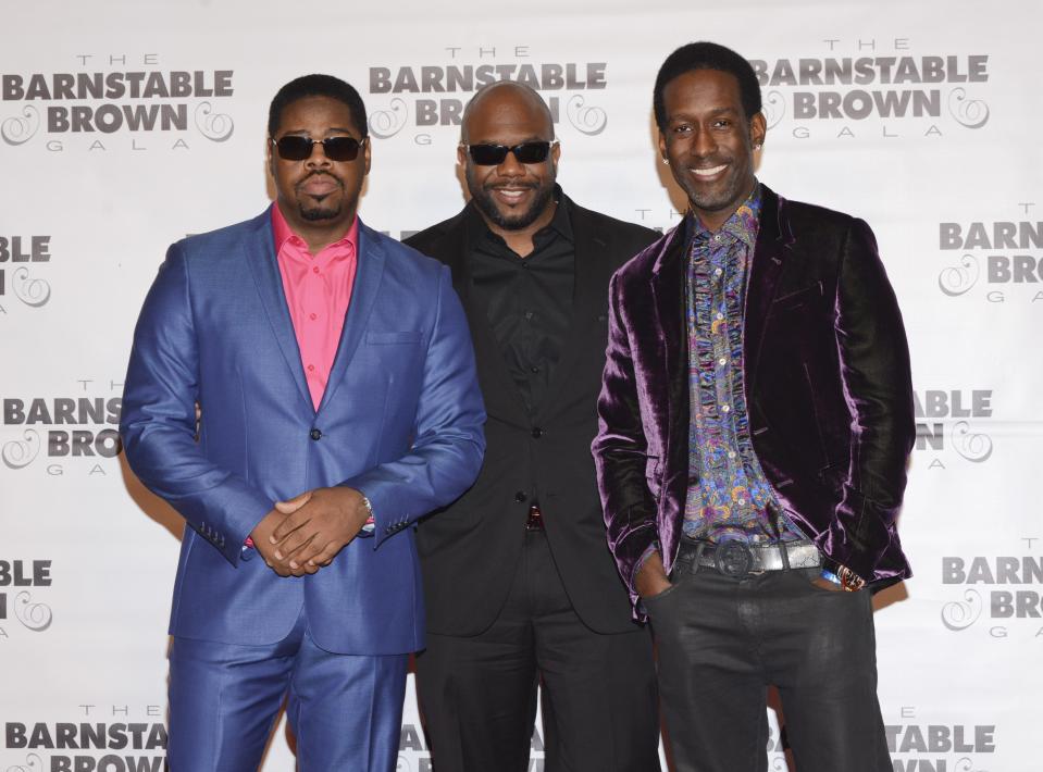 Nathan Morris, Wanya Morris and Shawn Stockman of Boyz II Men, shown in 2014 at a gala prior to the Kentucky Derby in Louisville, Ky.